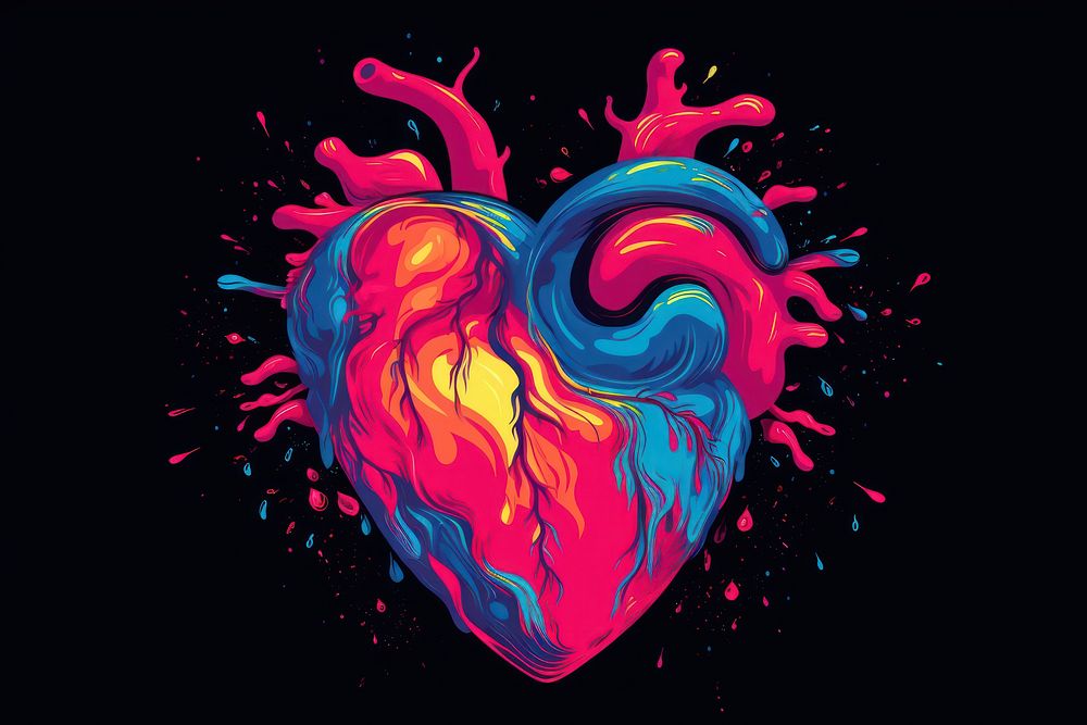 Heart graphics illuminated creativity.