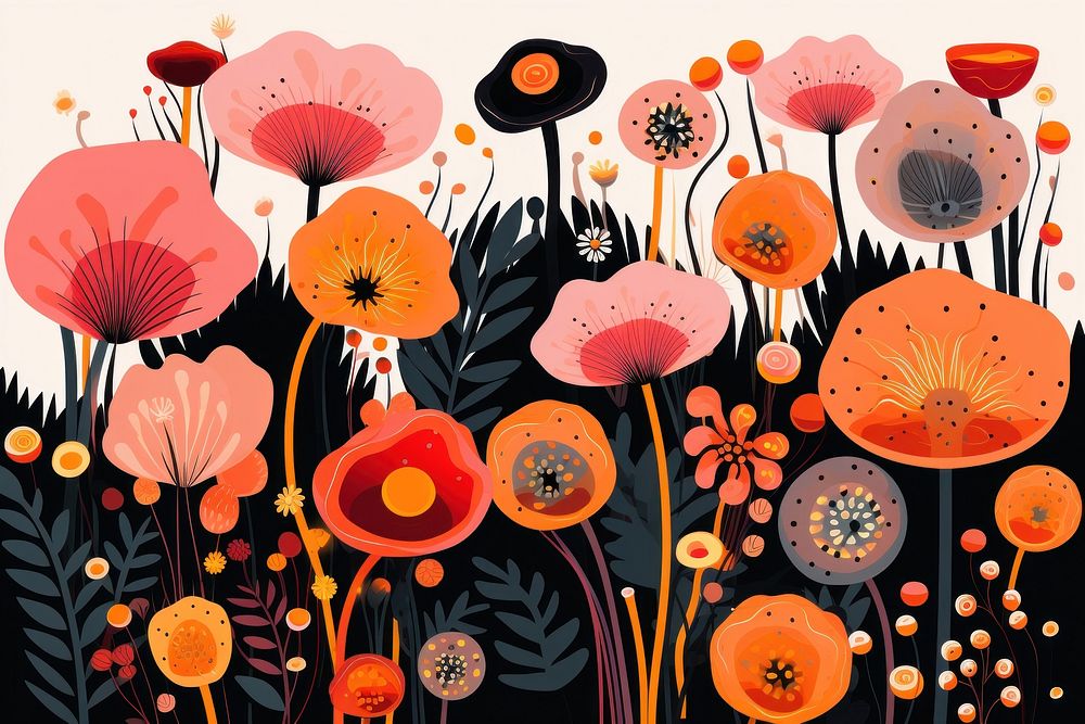 Flower art pattern drawing. AI generated Image by rawpixel.