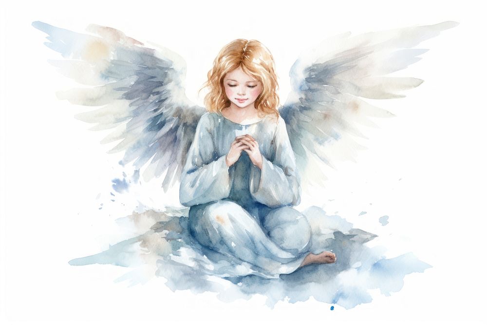 Angel representation spirituality cross-legged. AI generated Image by rawpixel.