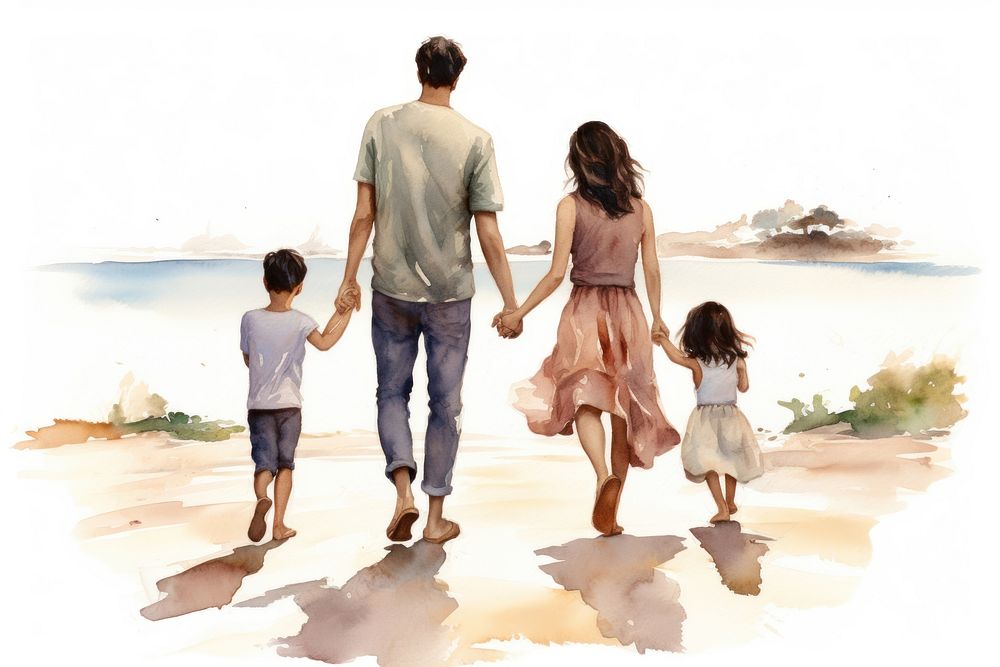 Walking father adult child. AI generated Image by rawpixel.