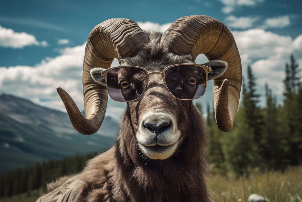 Glasses livestock wildlife animal. AI generated Image by rawpixel.