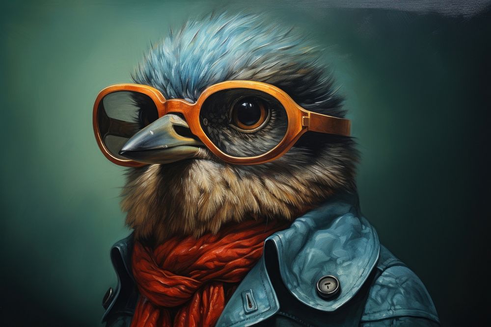Glasses bird portrait animal. AI generated Image by rawpixel.
