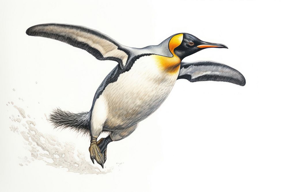 Penguin animal bird king penguin, digital paint illustration. AI generated image