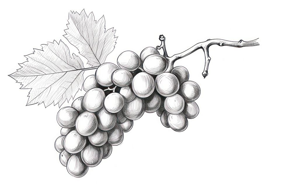 Drawing sketch grapes fruit. AI generated Image by rawpixel.