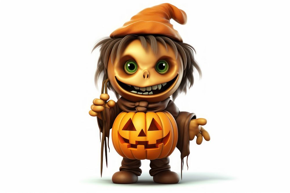 Halloween jack-o'-lantern cartoon pumpkin. AI generated Image by rawpixel.