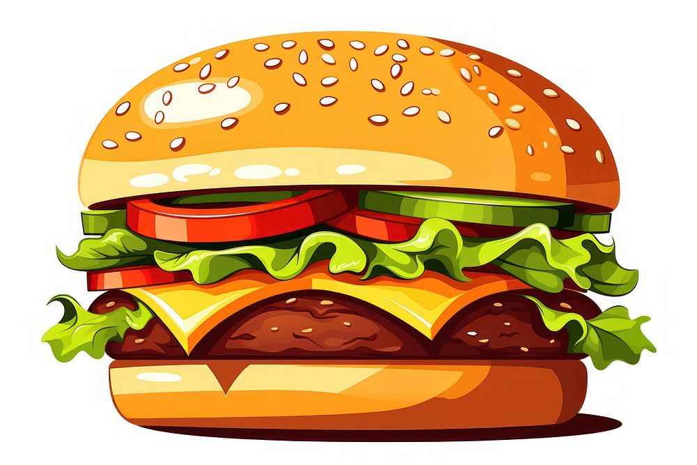 Cartoon burger food hamburger. 