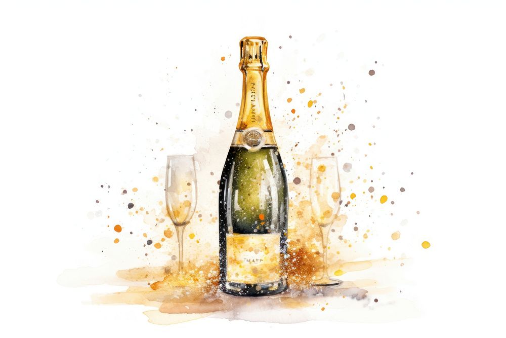 Champagne bottle glass drink. AI generated Image by rawpixel.