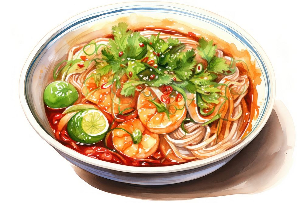 Noodle plate food soup. AI generated Image by rawpixel.