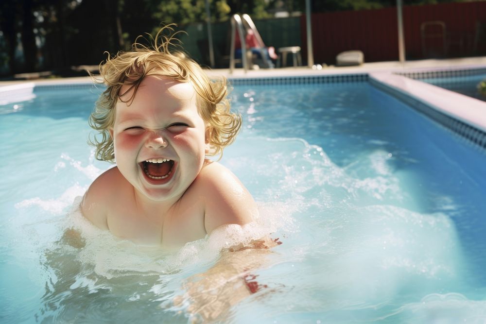 Swimming recreation laughing portrait. AI generated Image by rawpixel.