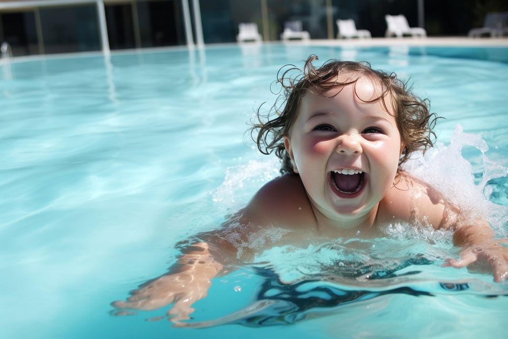 Swimming recreation laughing portrait. AI generated Image by rawpixel.