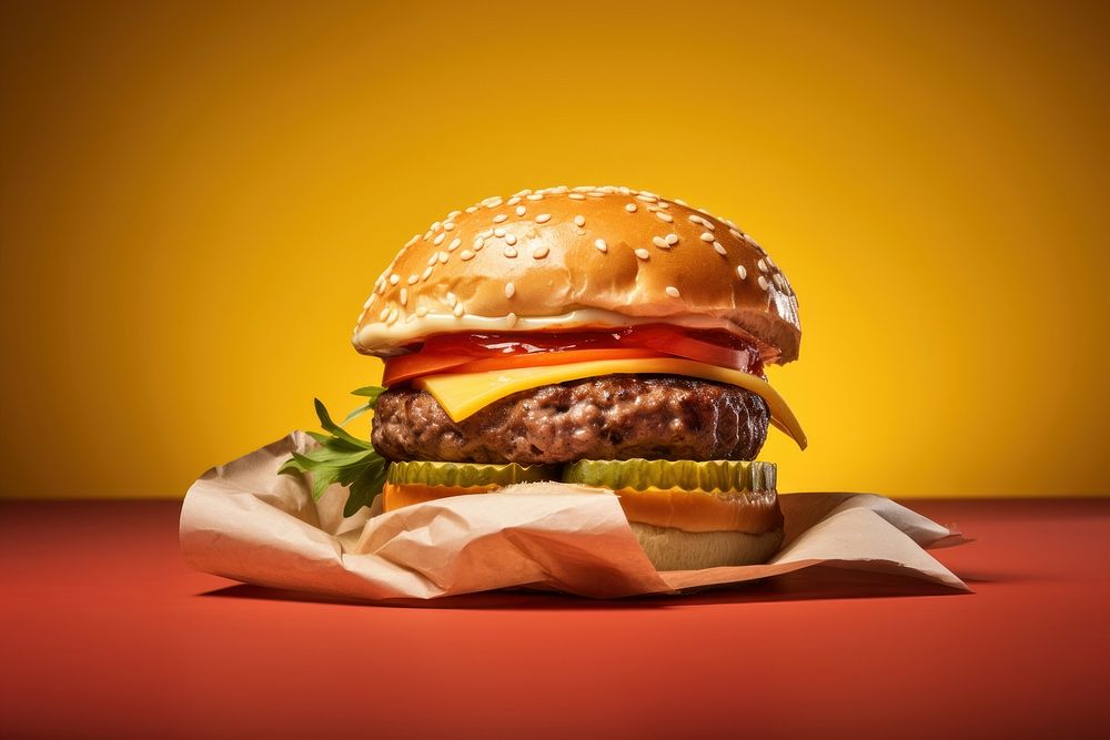 Cheese burger food hamburger. AI generated Image by rawpixel.