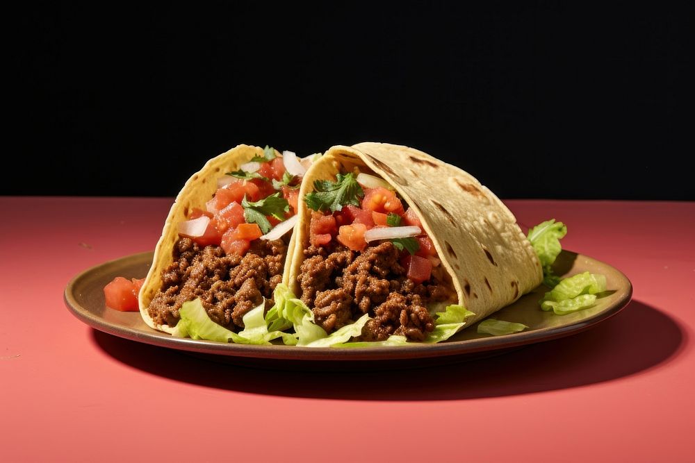 Plate taco food beef. AI generated Image by rawpixel.
