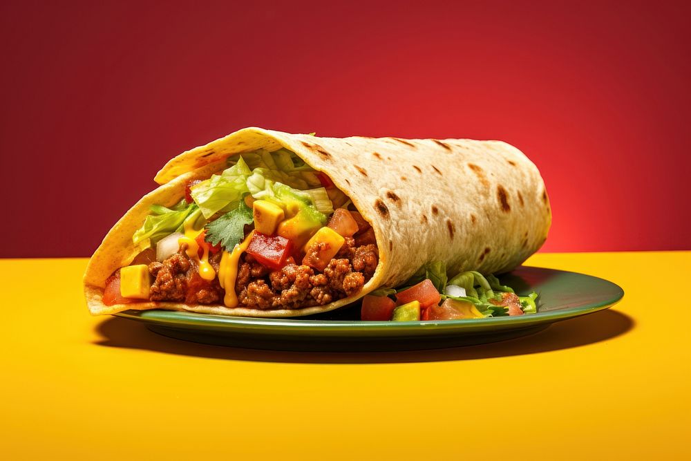 Burrito plate taco food. AI generated Image by rawpixel.