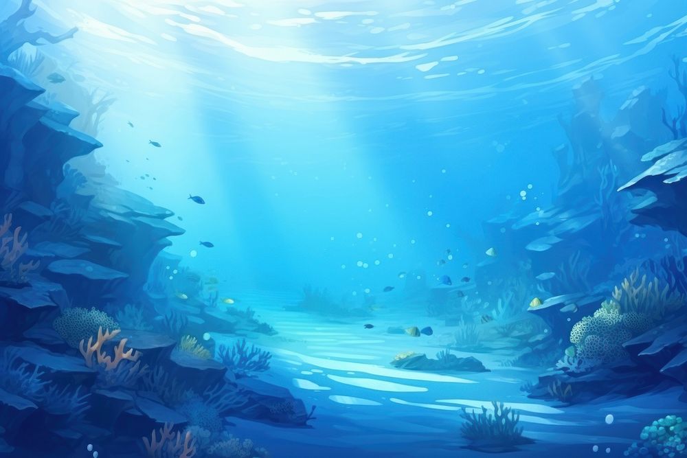 Underwater backgrounds outdoors nature, digital paint illustration.  image