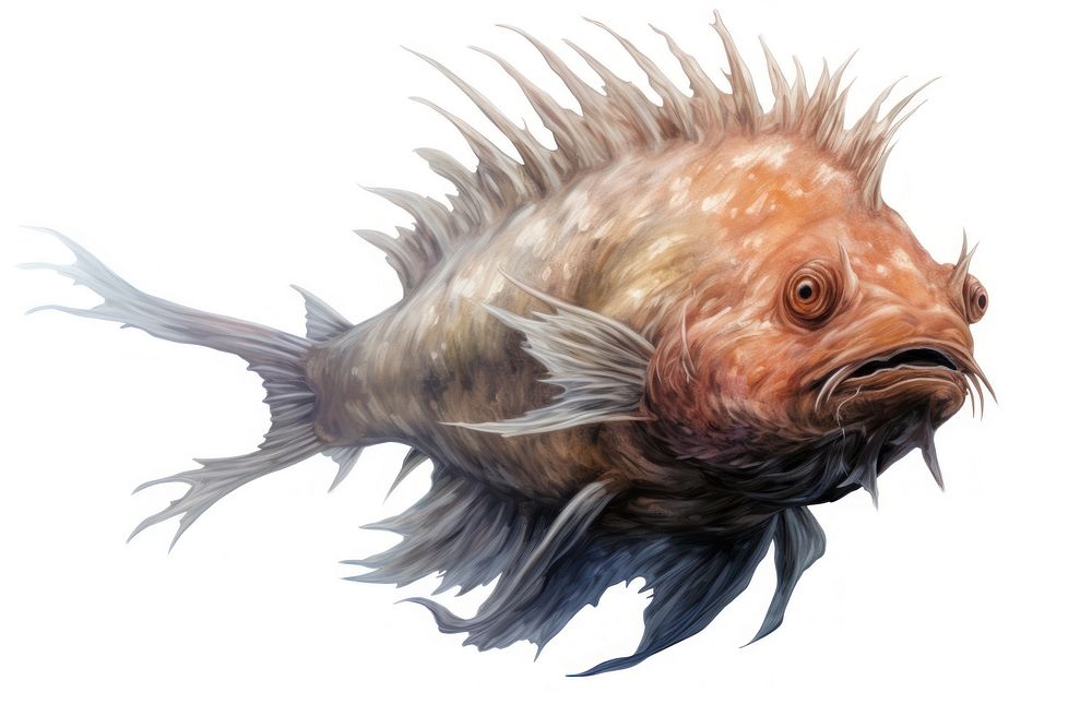 Fish animal white background underwater, digital paint illustration. AI generated image