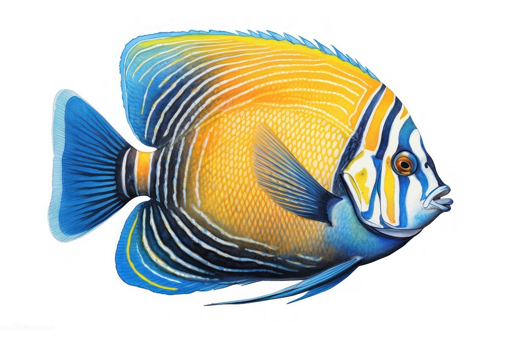 Fish angelfish animal pomacanthidae, digital paint illustration. AI generated image