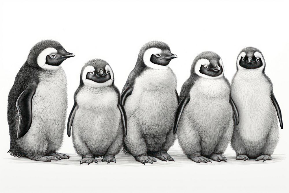 Penguin animal bird monochrome, digital paint illustration. AI generated image