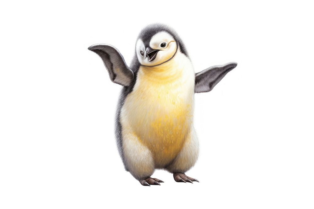 Penguin animal bird wildlife, digital paint illustration.