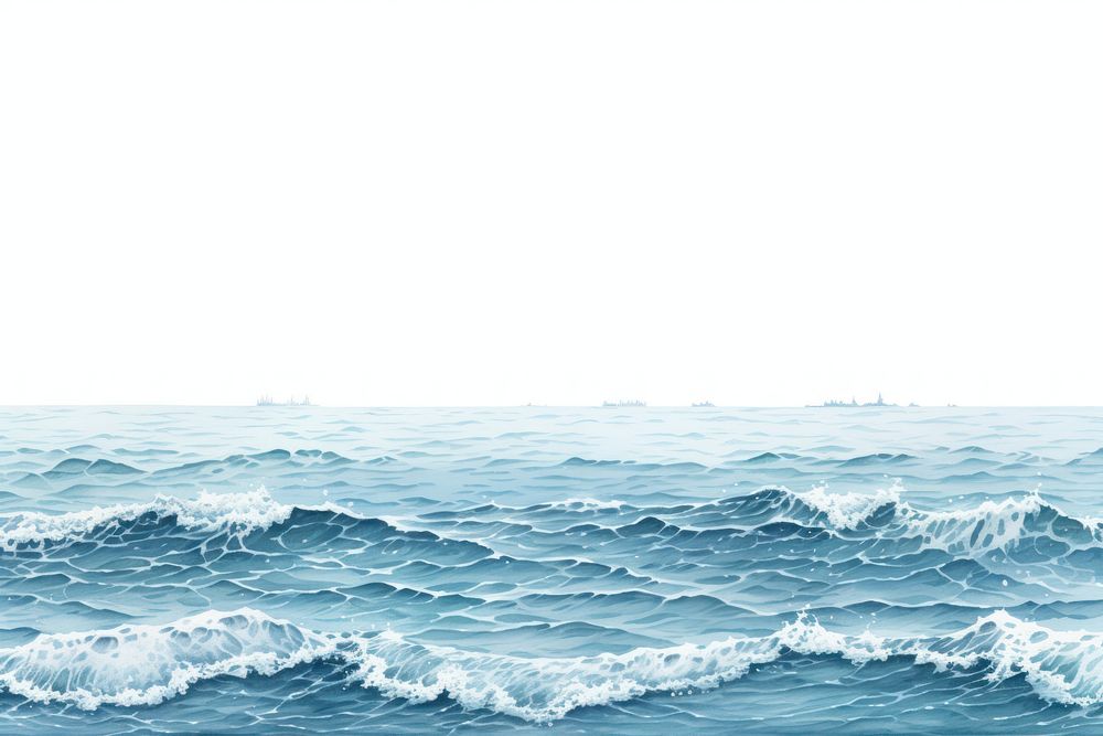 Ocean outdoors horizon nature, digital paint illustration. AI generated image