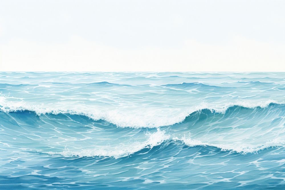 Ocean outdoors nature sea, digital paint illustration. AI generated image