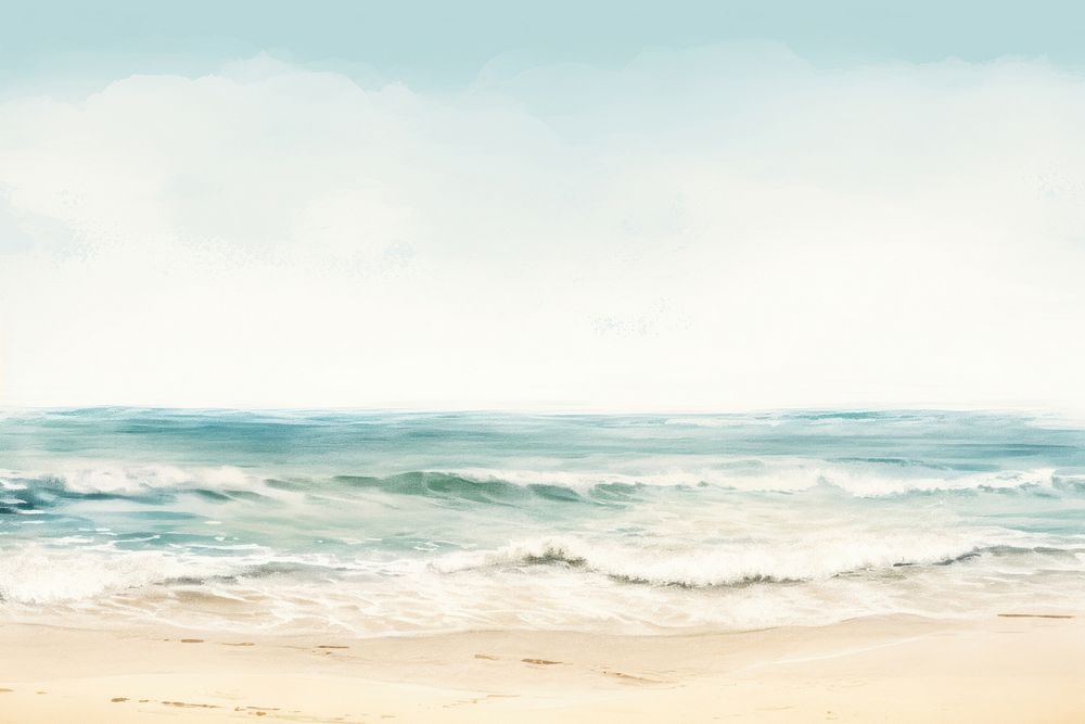 Ocean outdoors horizon nature, digital paint illustration. 