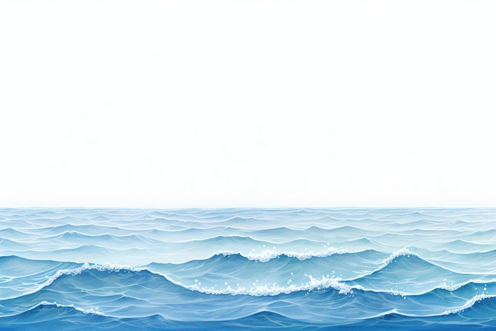 Ocean outdoors horizon nature, digital paint illustration.