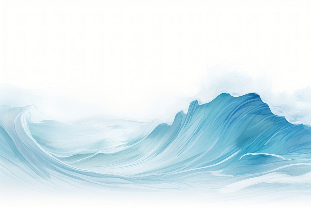 Nature wave sea tranquility, digital paint illustration. AI generated image