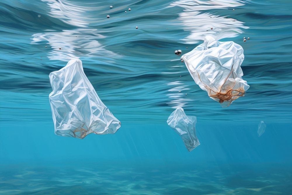 Plastic floating fish bag. AI generated Image by rawpixel.