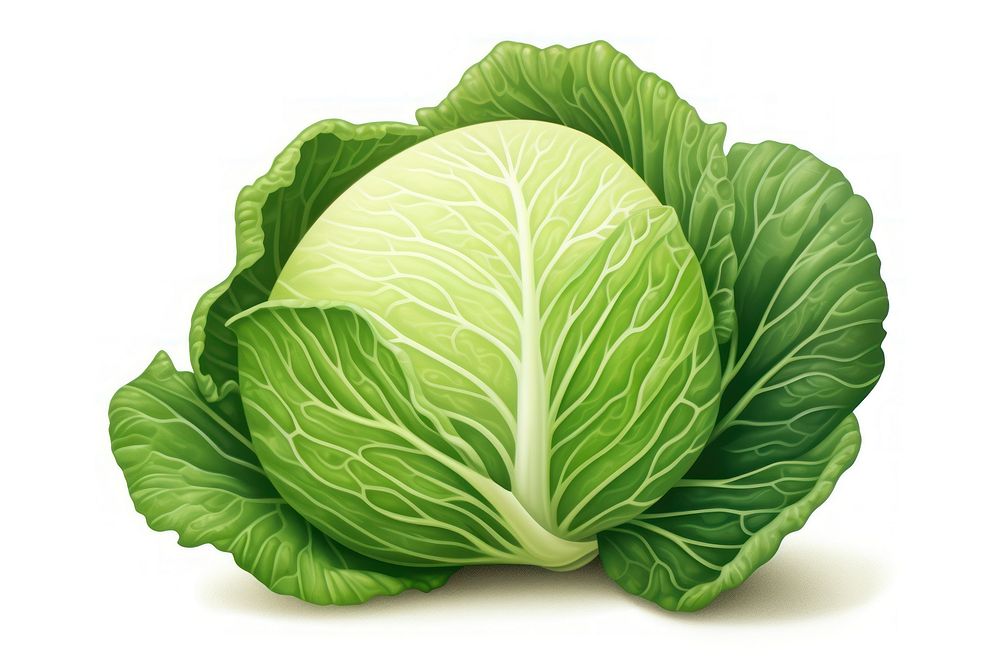 Cabbage vegetable plant food, digital paint illustration. AI generated image