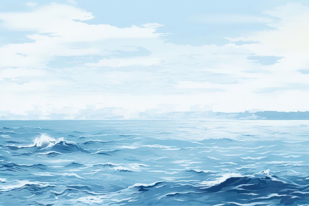 Ocean outdoors horizon nature, digital paint illustration. AI generated image