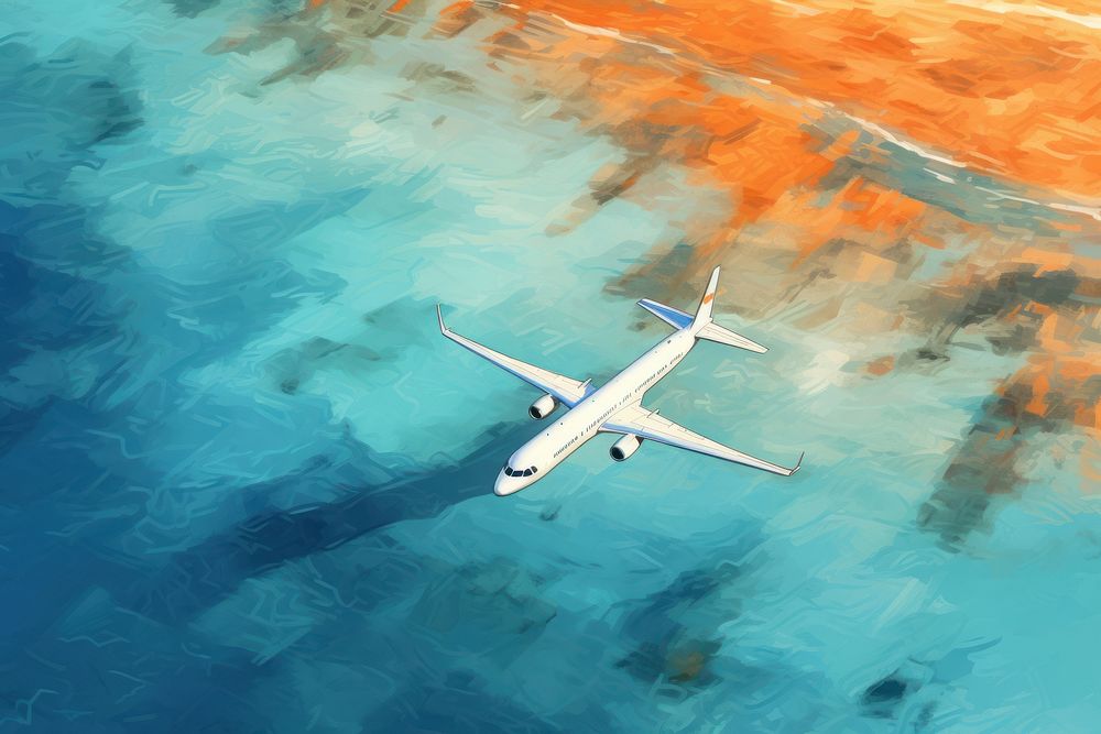 Airplane aircraft airliner vehicle, digital paint illustration. AI generated image