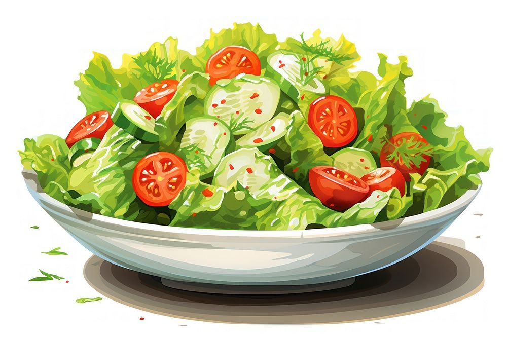 Vegetable lettuce salad plant, digital paint illustration.