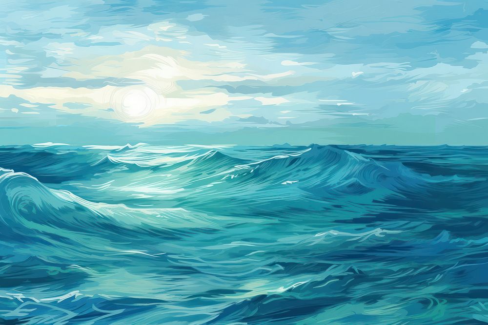 Sea backgrounds seascape outdoors, digital paint illustration. 