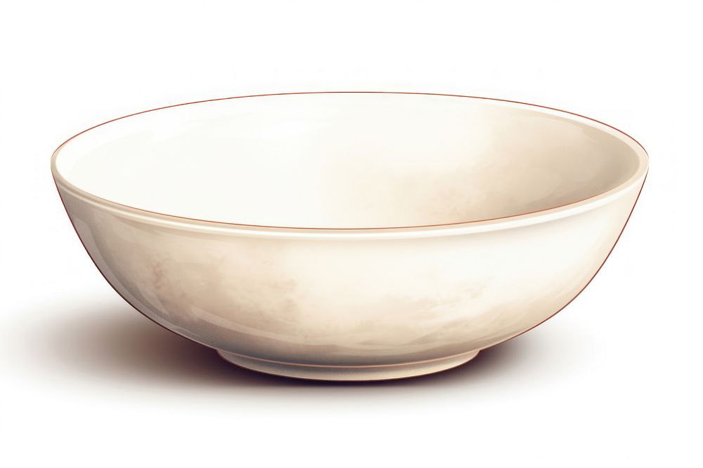 Bowl porcelain white background simplicity, digital paint illustration. AI generated image