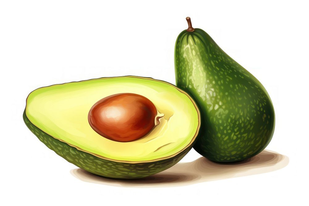 Avocado fruit plant food, digital paint illustration. AI generated image