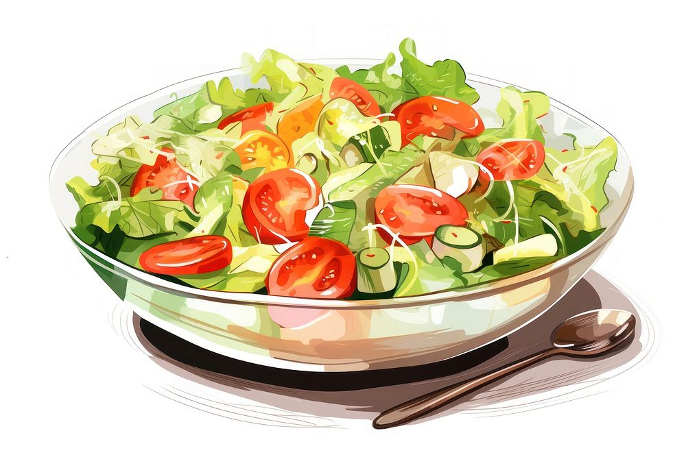 Salad vegetable food freshness, digital paint illustration. AI generated image
