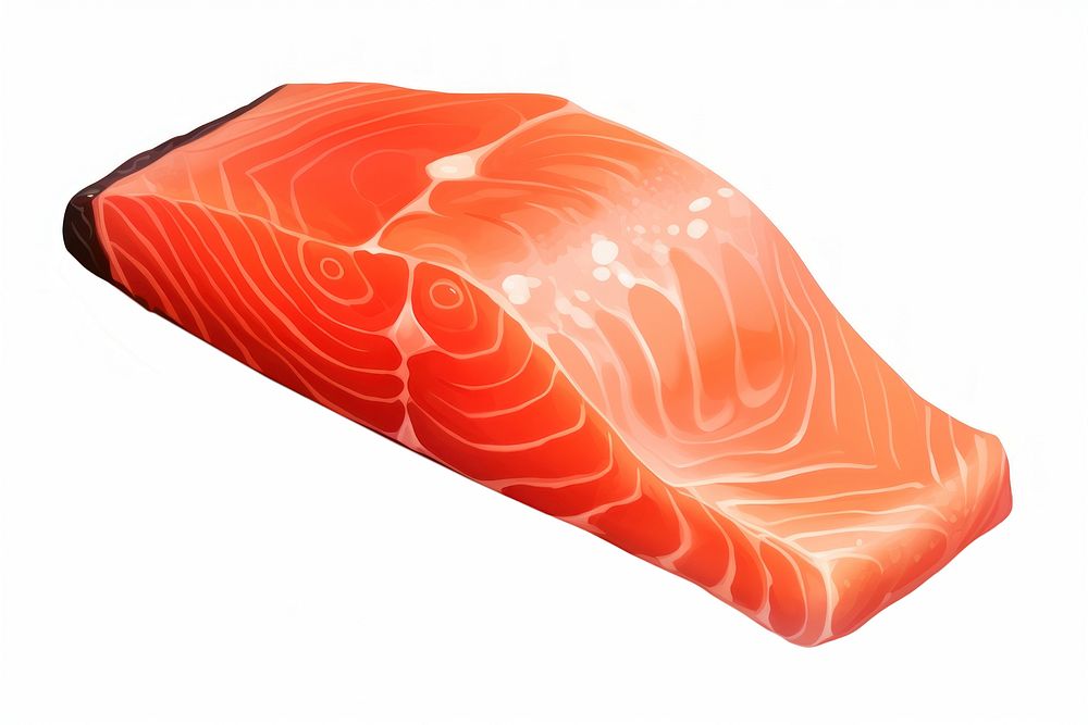 Salmon seafood white background vegetable, digital paint illustration. AI generated image