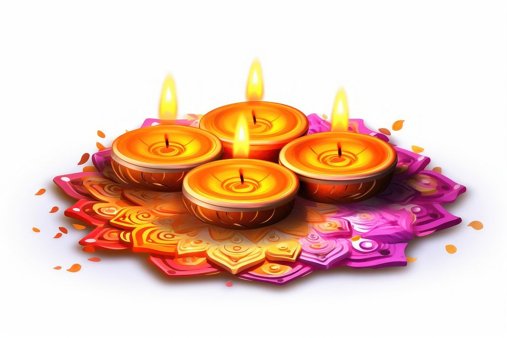 Candle diwali fire white background. AI generated Image by rawpixel.
