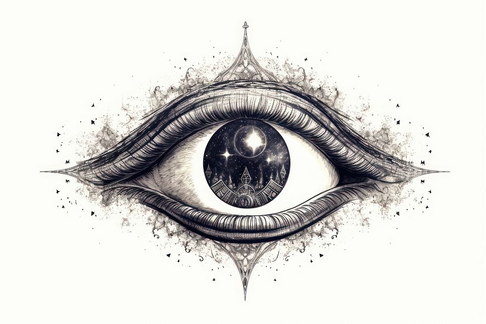 Drawing sketch eye illustrated. AI generated Image by rawpixel.