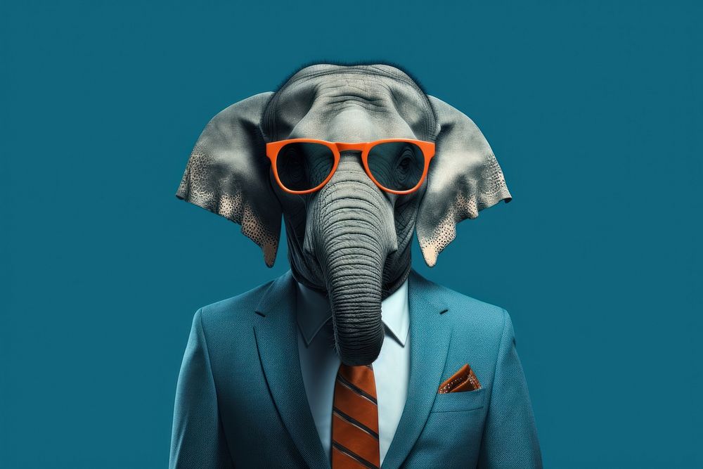 Elephant wildlife glasses cartoon. AI generated Image by rawpixel.