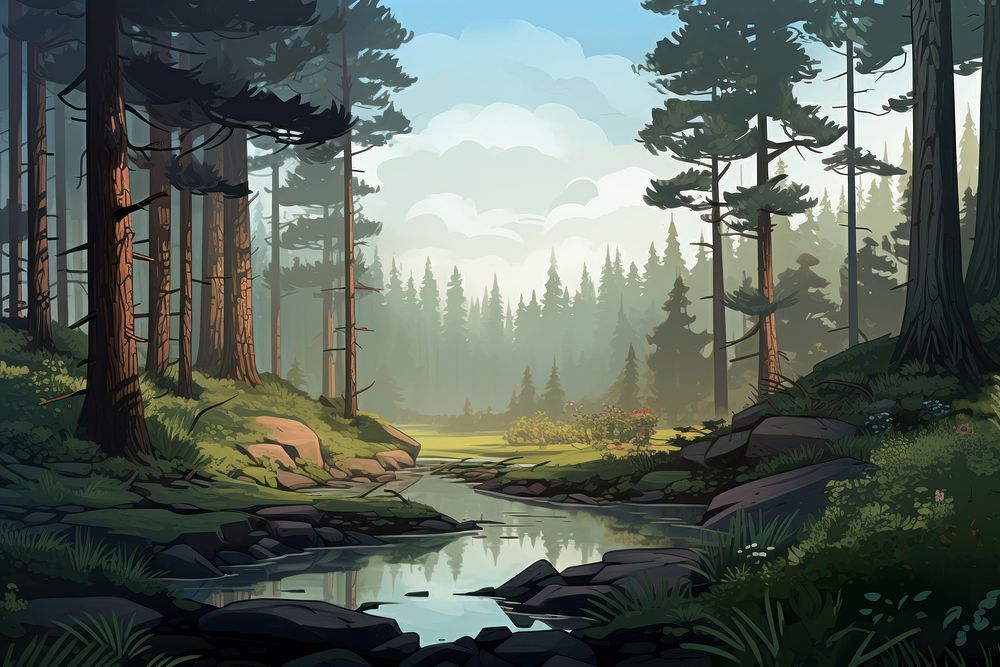 Forest wilderness landscape outdoors. AI generated Image by rawpixel.