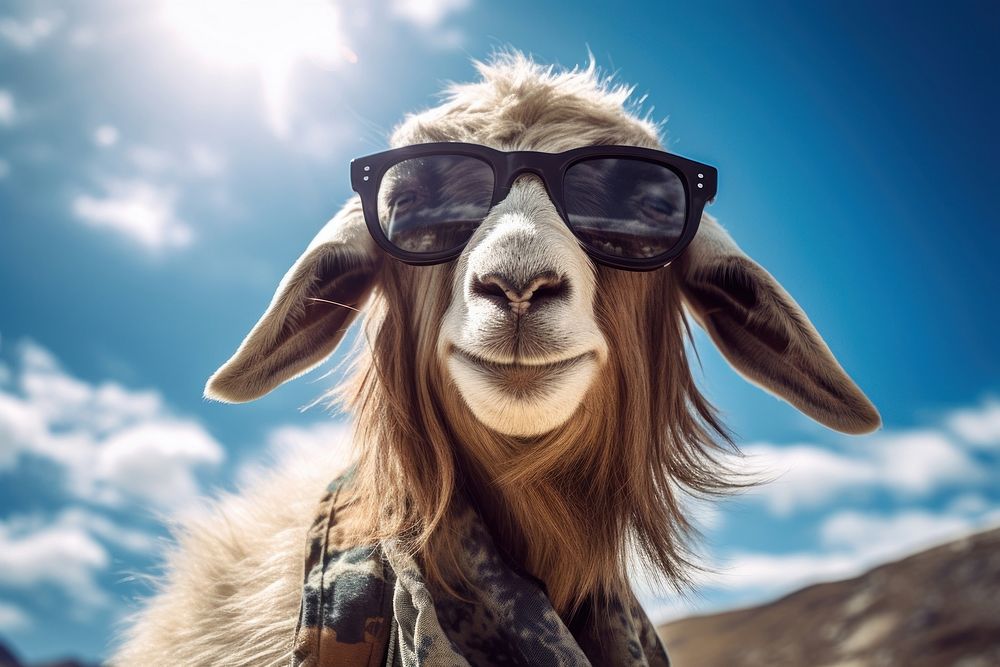 Glasses livestock portrait animal. AI generated Image by rawpixel.