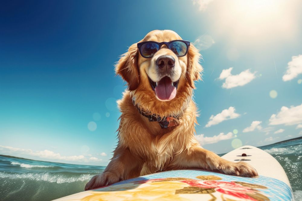Glasses sunglasses retriever outdoors. AI generated Image by rawpixel.