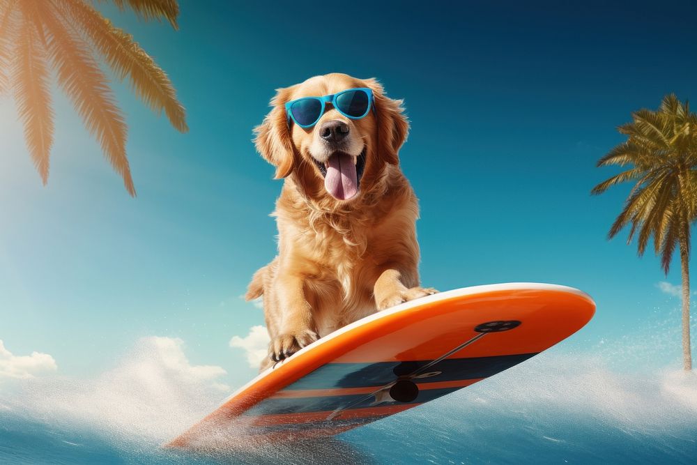 Retriever outdoors surfing mammal. AI generated Image by rawpixel.