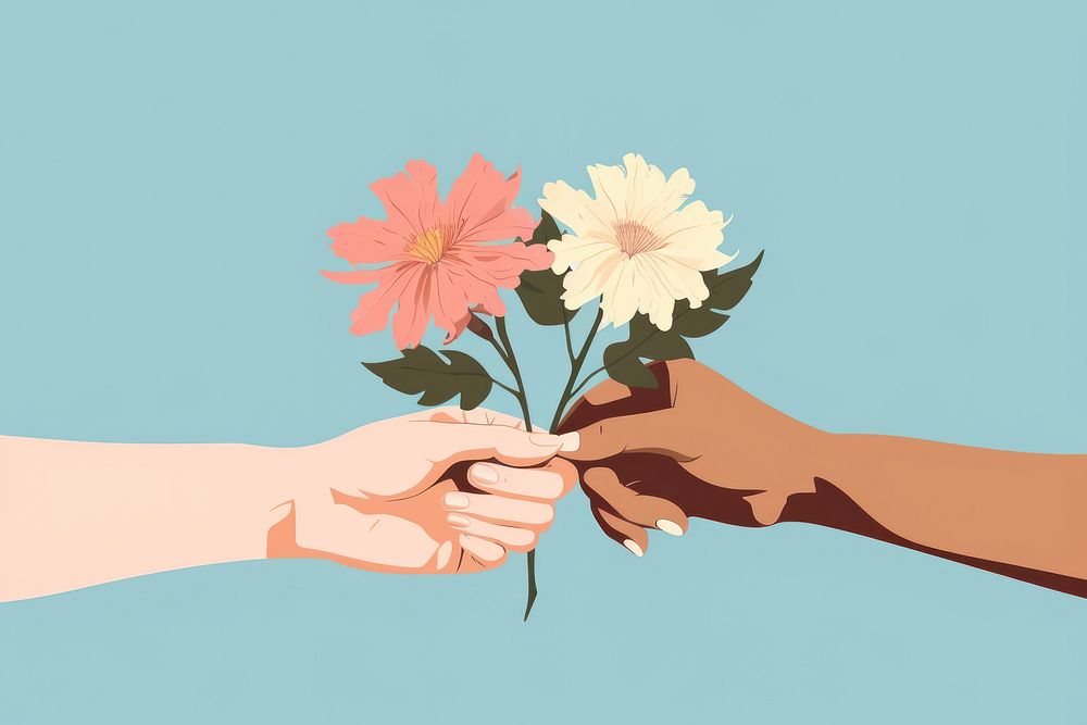 Flower hand holding finger