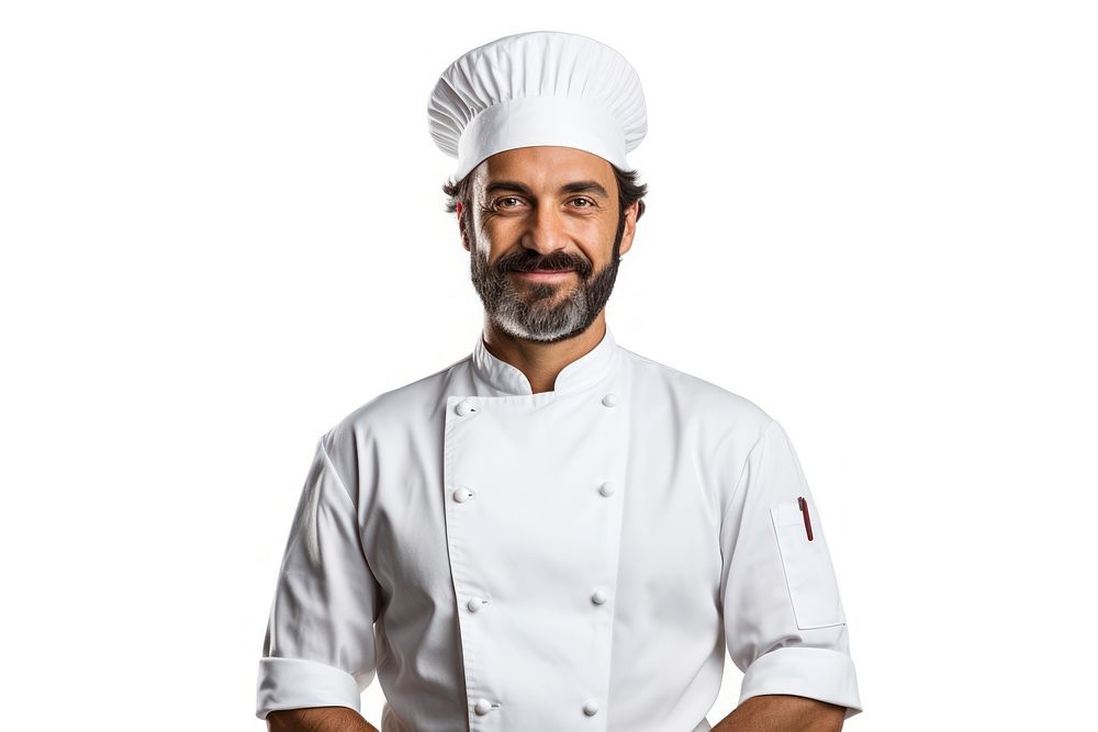 Chef adult head white background. AI generated Image by rawpixel.