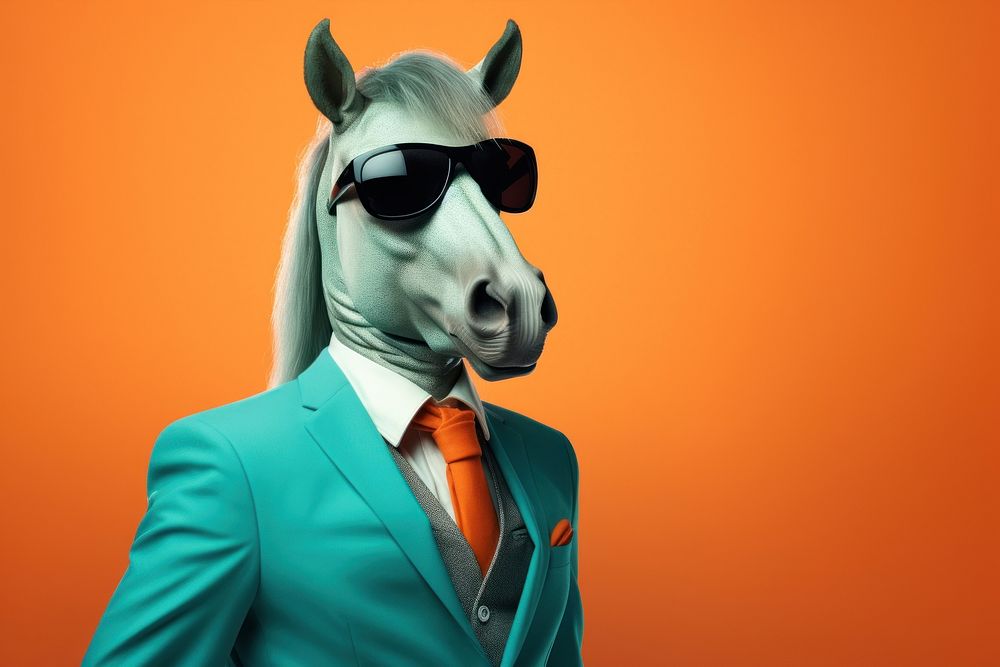 Horse glasses cartoon animal. AI generated Image by rawpixel.