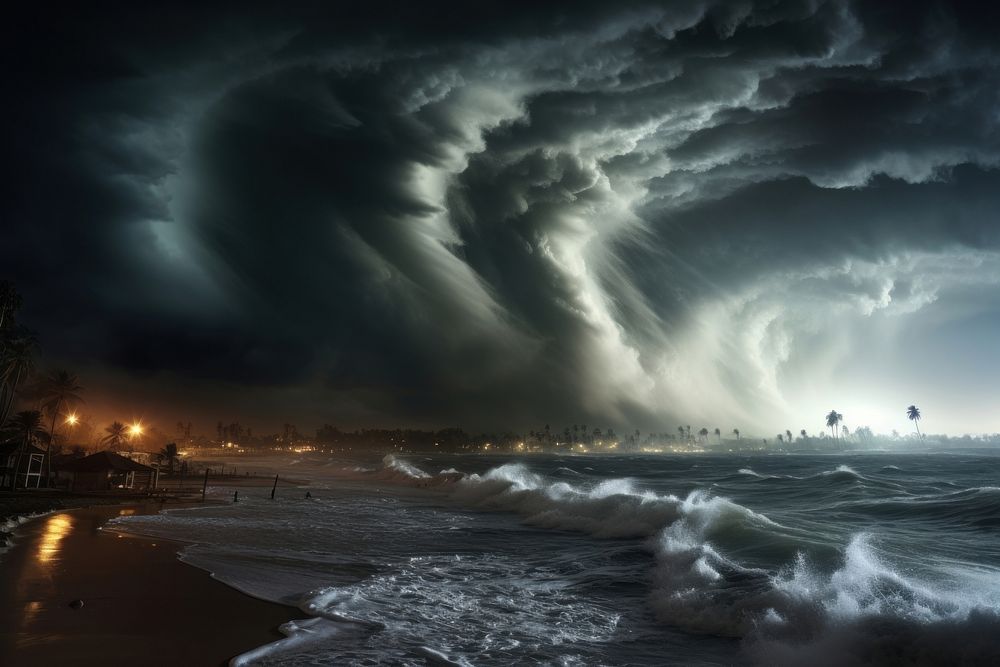 Outdoors nature storm ocean. AI generated Image by rawpixel.