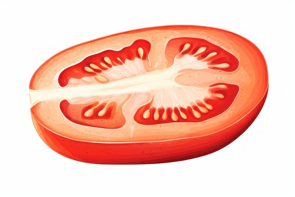 Tomato vegetable sliced food, digital paint illustration. AI generated image