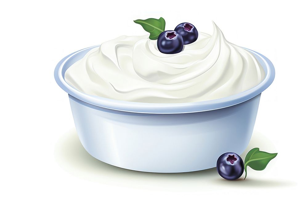 Dessert yogurt cream berry, digital paint illustration. AI generated image